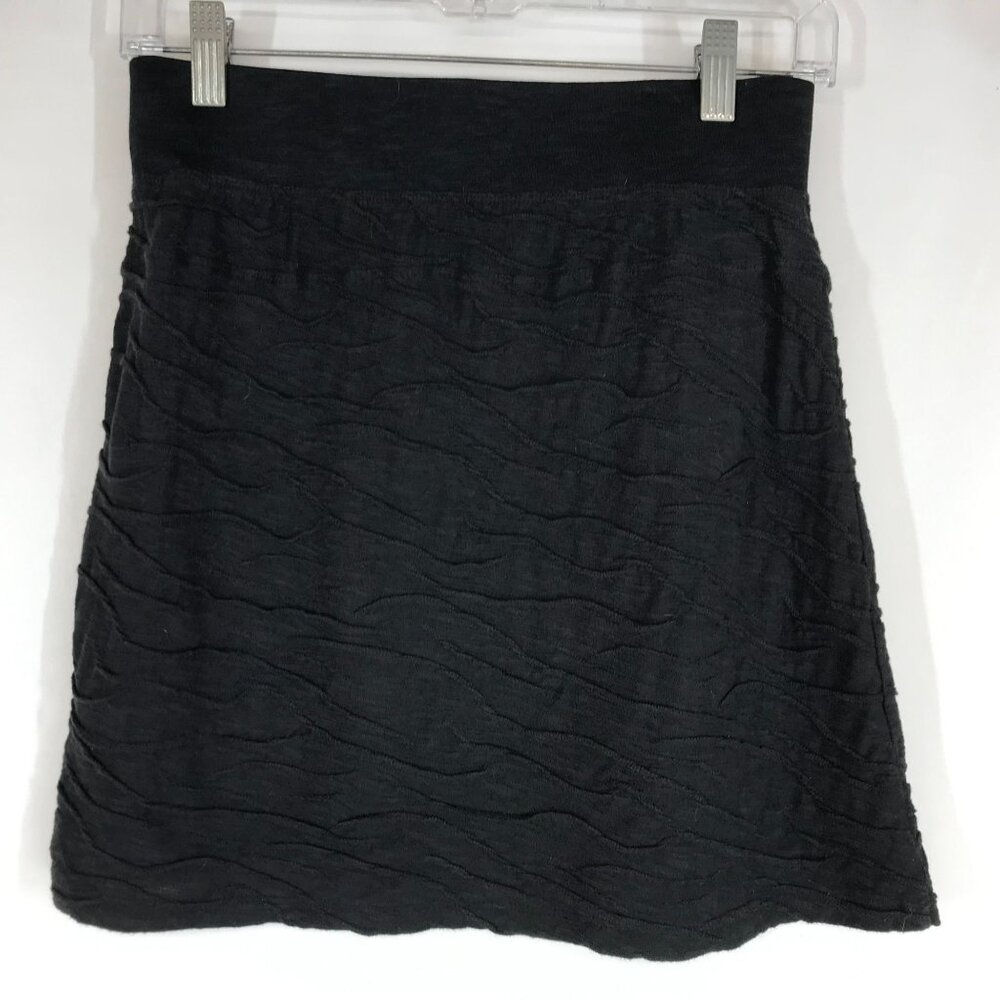 TOAD & CO - WOMEN'S XS -BLACK ELASTIC WAIST PULL-ON TEXTURED SKIRT - Picture 4 of 8